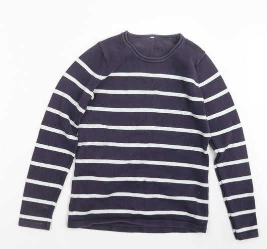 BHS Womens Blue Striped Knit Pullover Jumper Size 8