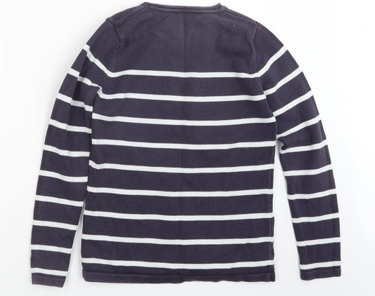 BHS Womens Blue Striped Knit Pullover Jumper Size 8