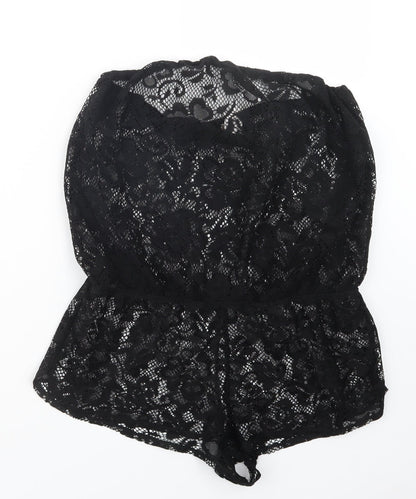 Ocean Club Womens Black  Lace Playsuit One-Piece Size 10  - Beach Cover Up