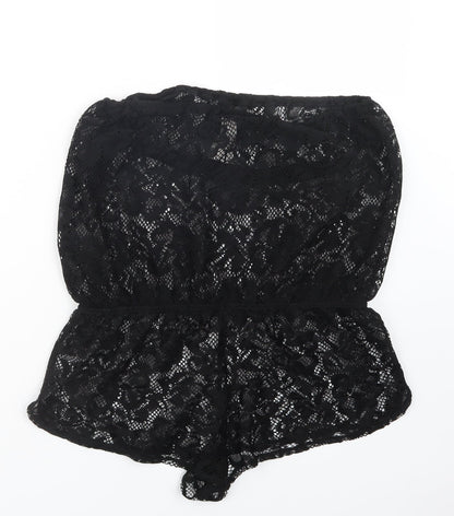 Ocean Club Womens Black  Lace Playsuit One-Piece Size 10  - Beach Cover Up