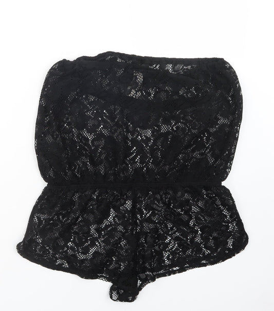 Ocean Club Womens Black  Lace Playsuit One-Piece Size 10  - Beach Cover Up