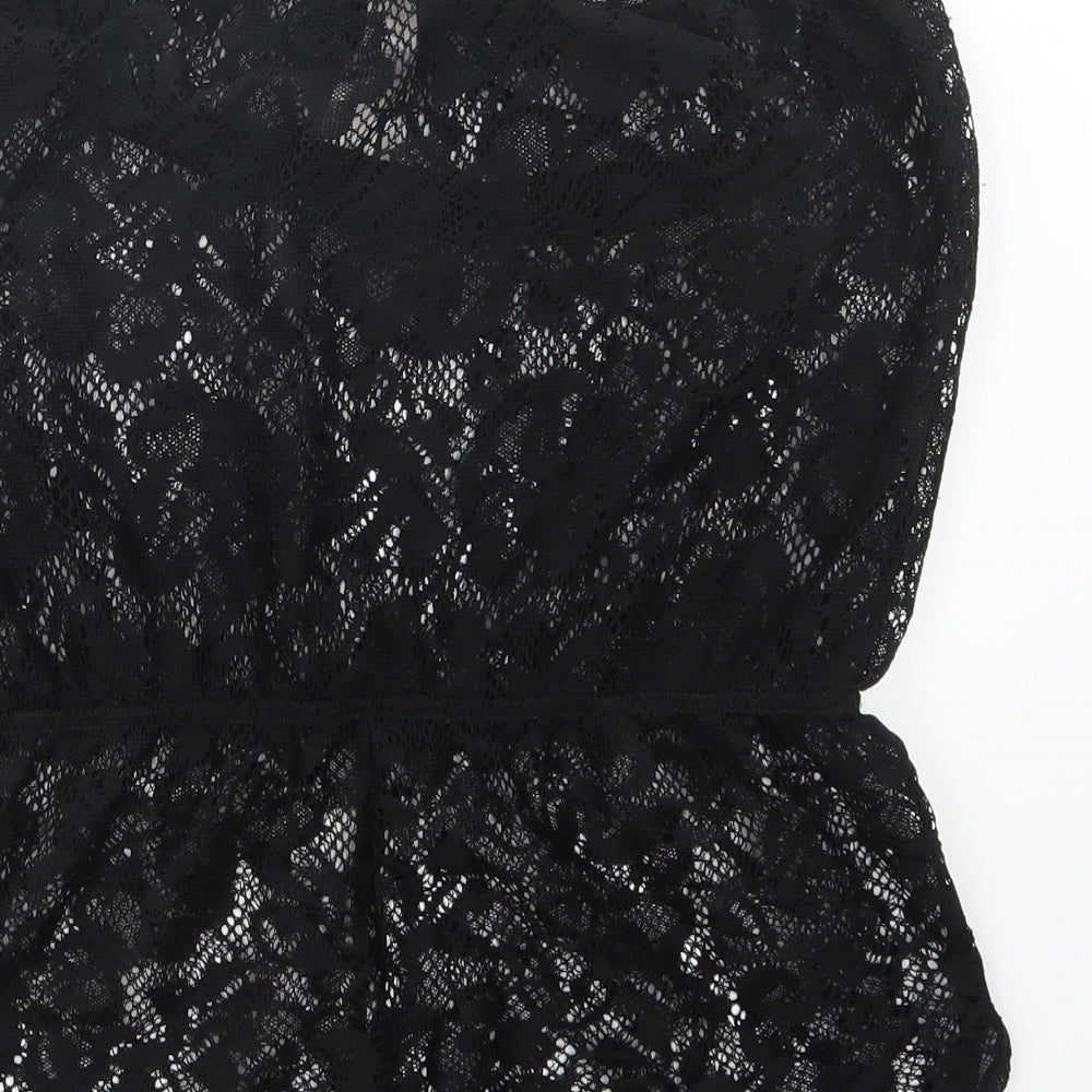 Ocean Club Womens Black  Lace Playsuit One-Piece Size 10  - Beach Cover Up