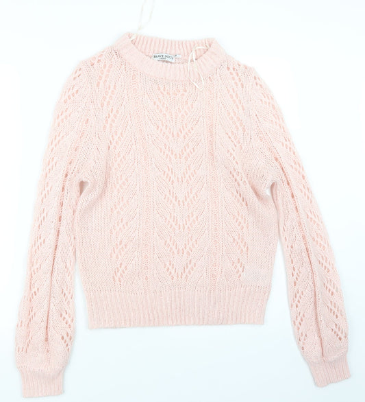 Brave Soul Womens Pink  Knit Pullover Jumper Size 14