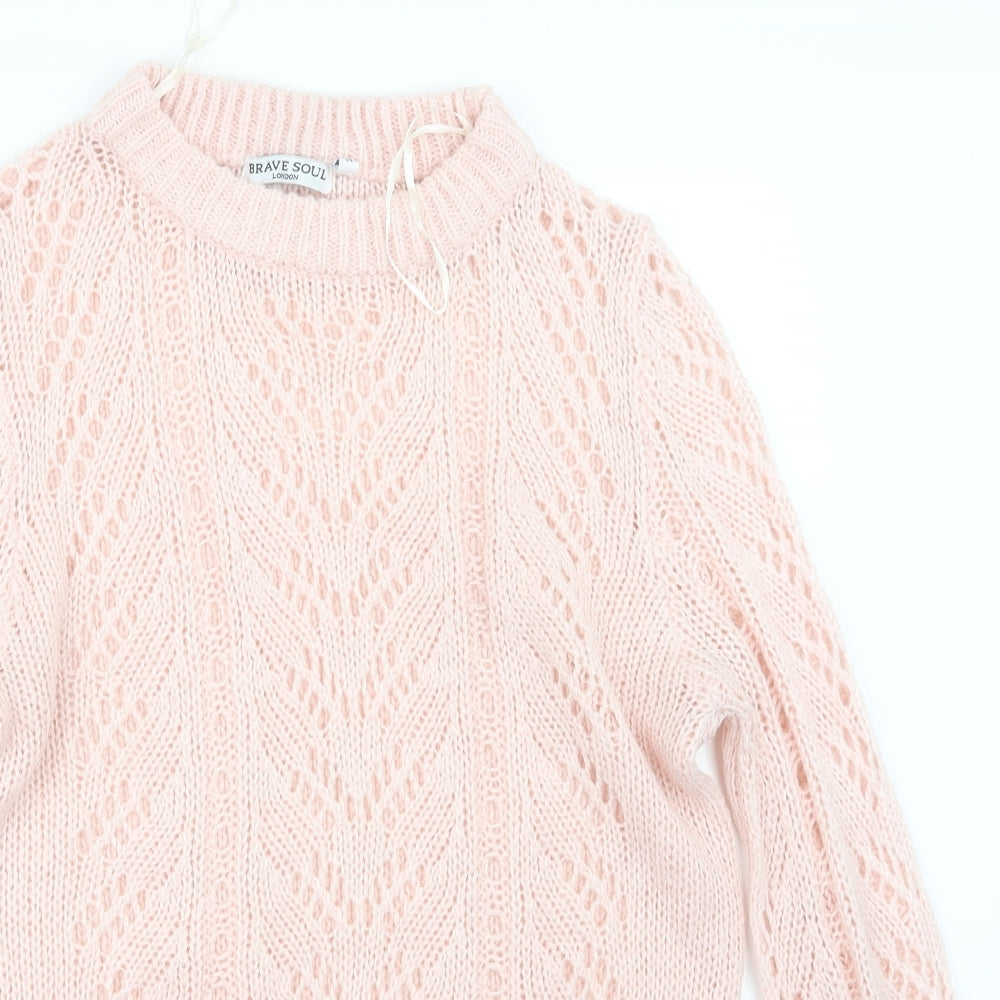 Brave Soul Womens Pink  Knit Pullover Jumper Size 14