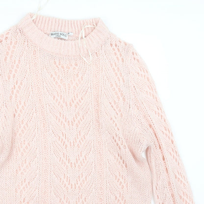 Brave Soul Womens Pink  Knit Pullover Jumper Size 14