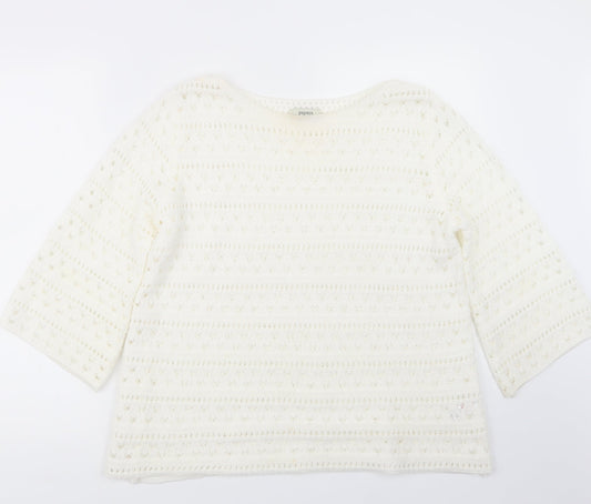 Womens UK Size M Papaya White Pullover Jumper