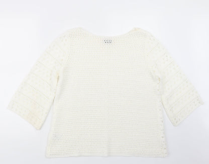 Womens UK Size M Papaya White Pullover Jumper