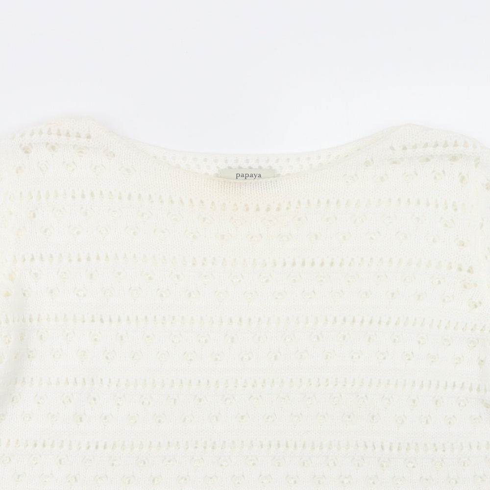 Womens UK Size M Papaya White Pullover Jumper
