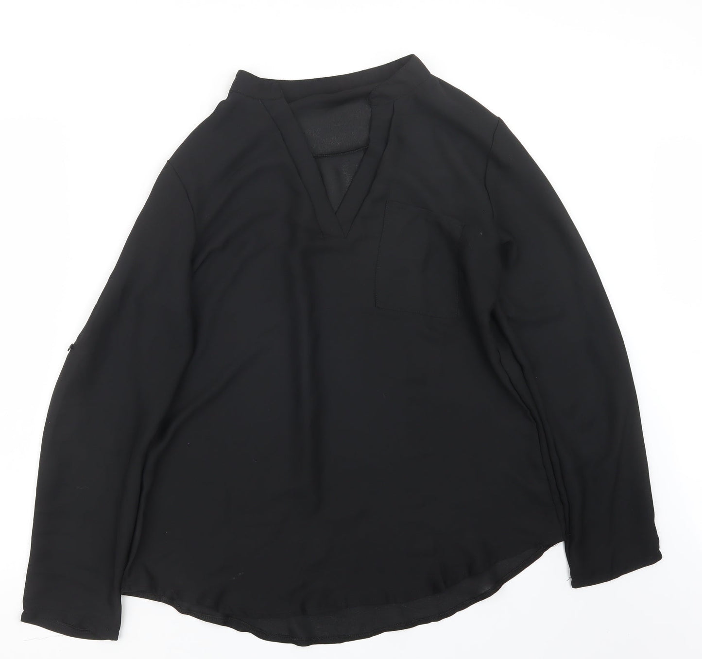 Womens UK Size L Preworn Black Basic Blouse