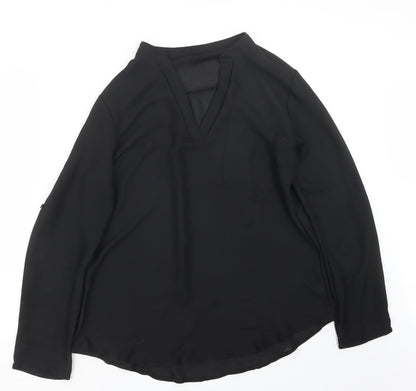 Womens UK Size L Preworn Black Basic Blouse