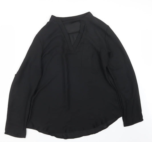 Womens UK Size L Preworn Black Basic Blouse