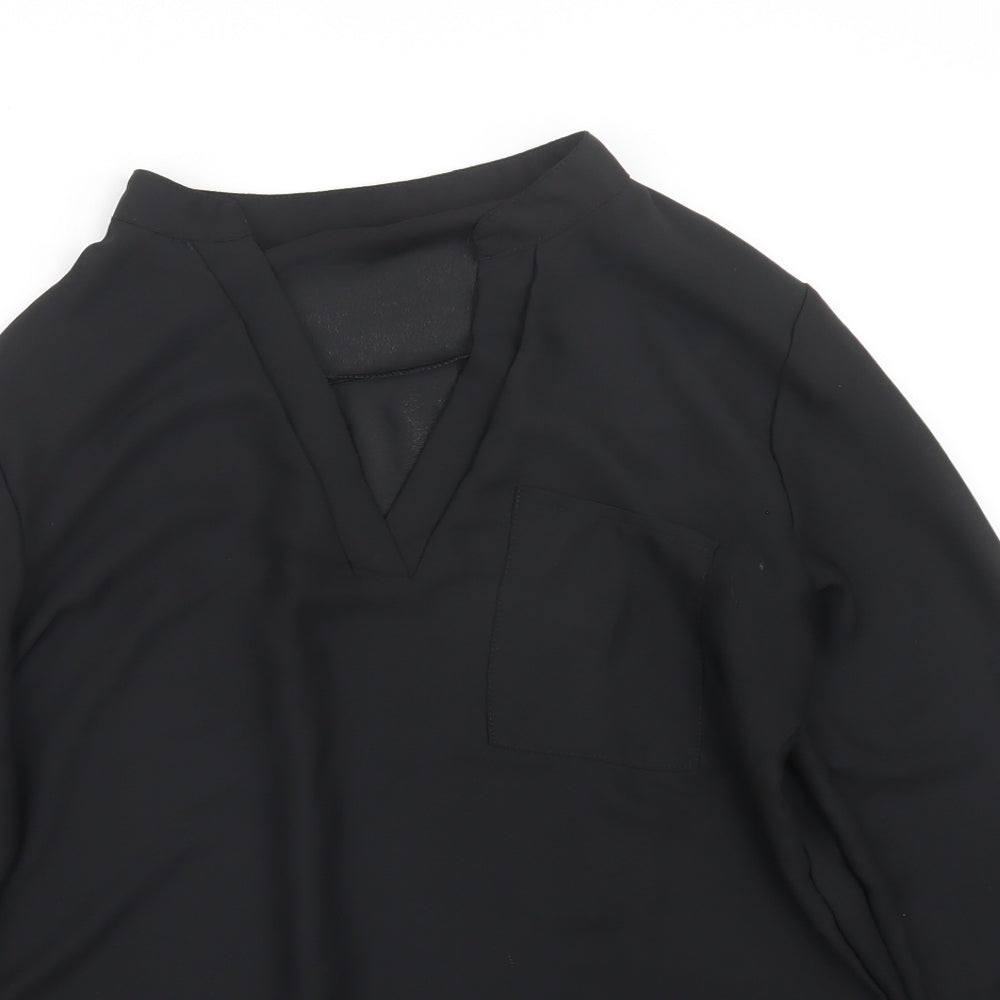 Womens UK Size L Preworn Black Basic Blouse