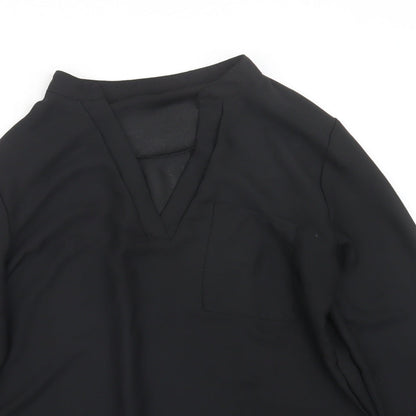 Womens UK Size L Preworn Black Basic Blouse