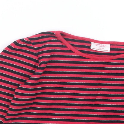 Vintage Angels Girls Pink Striped  Basic T-Shirt Size 3-4 Years