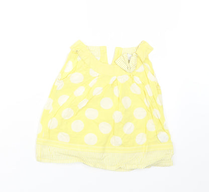 NEXT Girls Yellow Polka Dot  Basic Blouse Size 2-3 Years