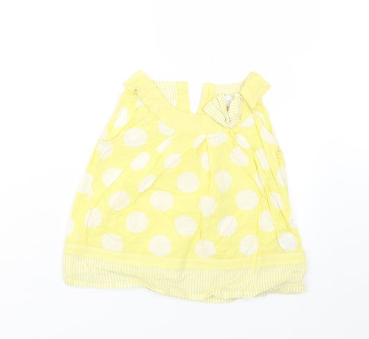 NEXT Girls Yellow Polka Dot  Basic Blouse Size 2-3 Years