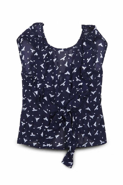 TU Girls Blue Geometric  Basic Blouse Size 5 Years