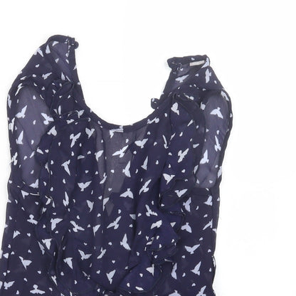 TU Girls Blue Geometric  Basic Blouse Size 5 Years
