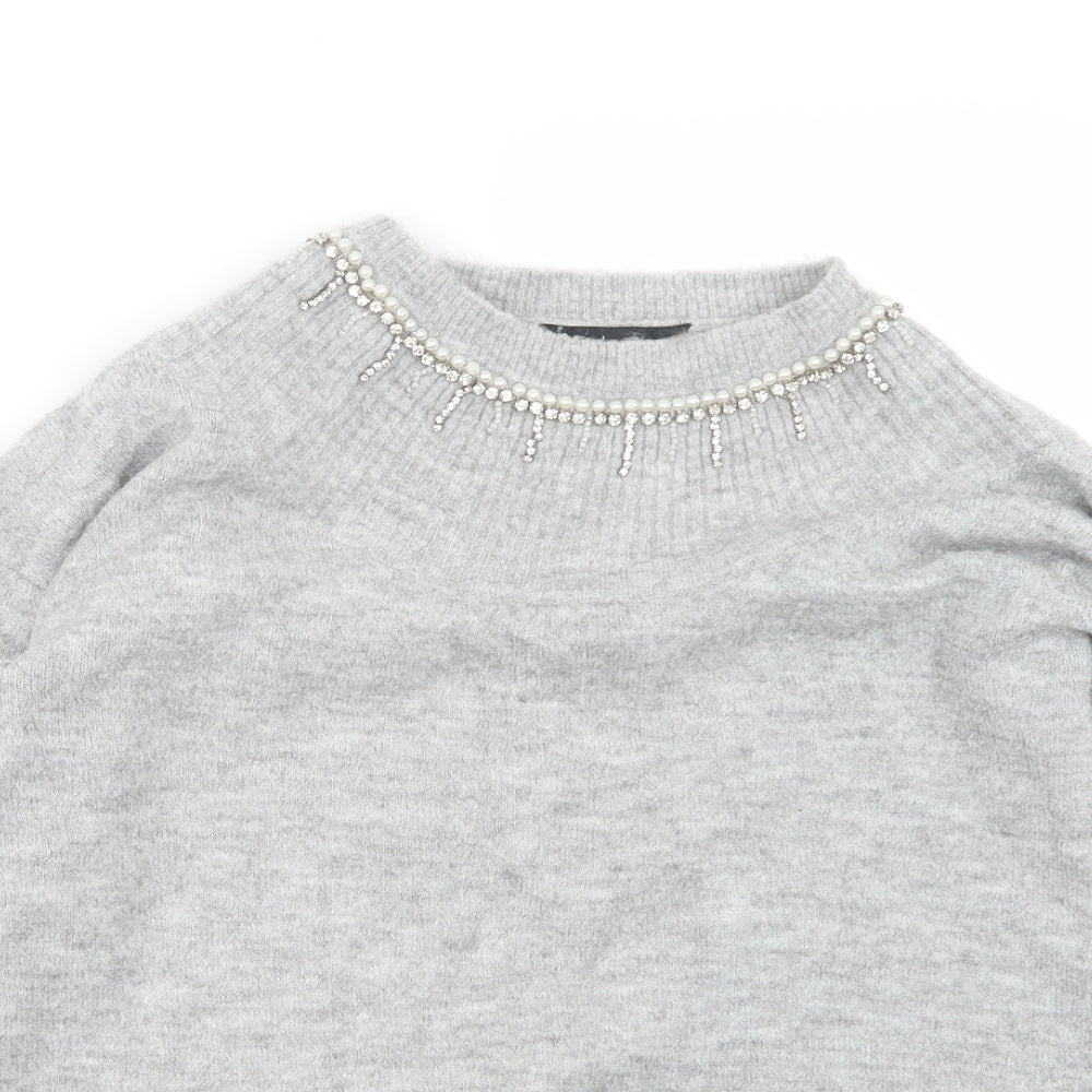 Dorothy Perkins Womens Grey  Knit Pullover Jumper Size 14