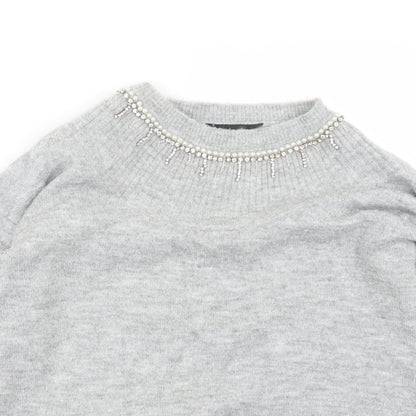 Dorothy Perkins Womens Grey  Knit Pullover Jumper Size 14