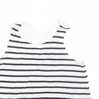 H&M Girls White Striped  Basic Tank Size 4-5 Years