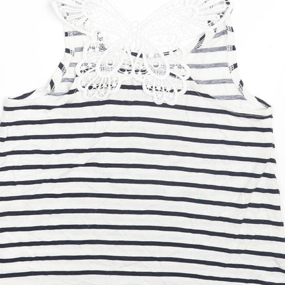 H&M Girls White Striped  Basic Tank Size 4-5 Years