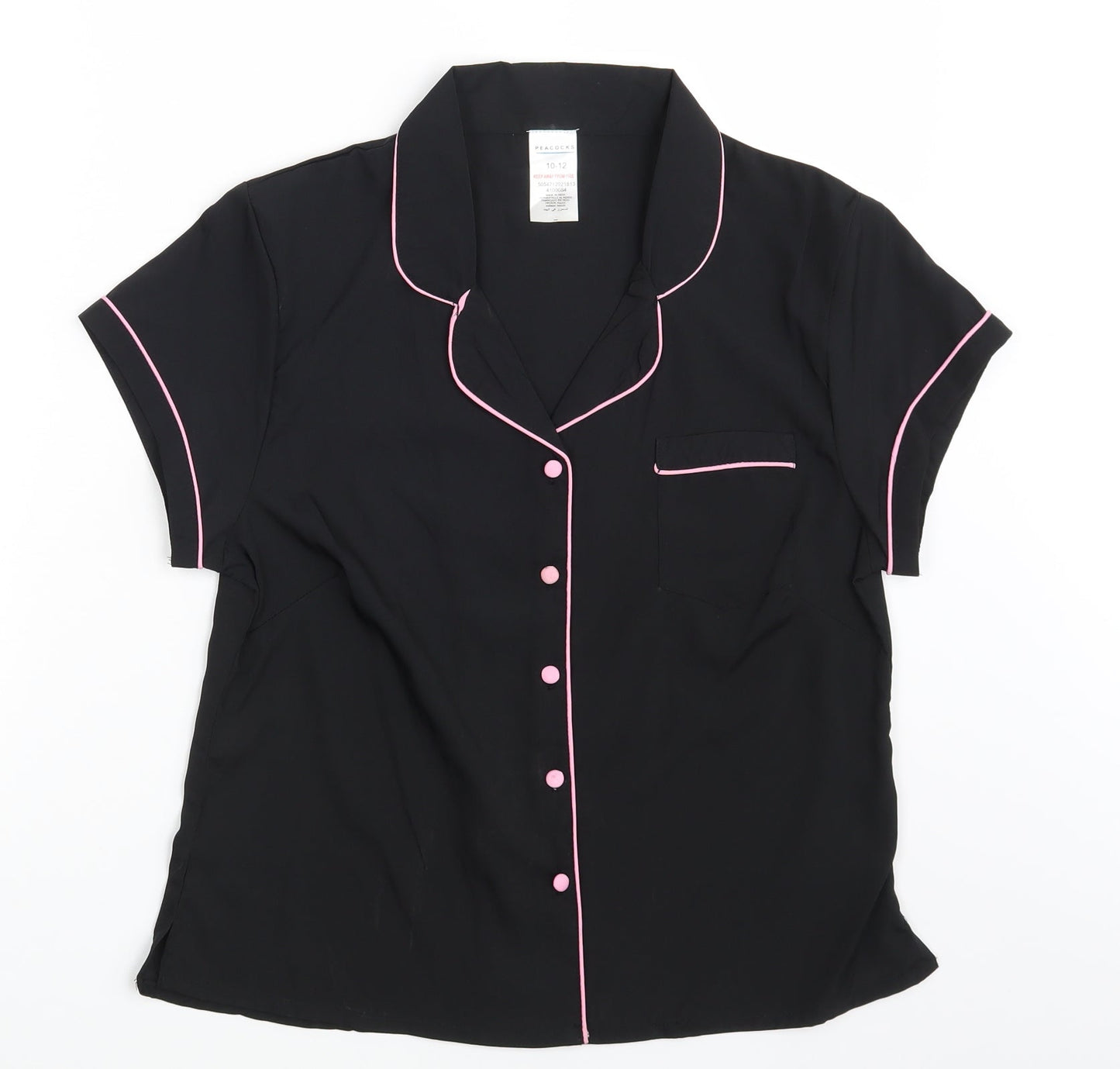 Womens UK Size 10 Peacocks Black Basic Button-Up