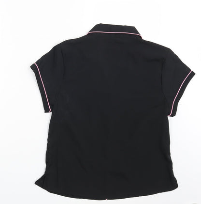 Womens UK Size 10 Peacocks Black Basic Button-Up