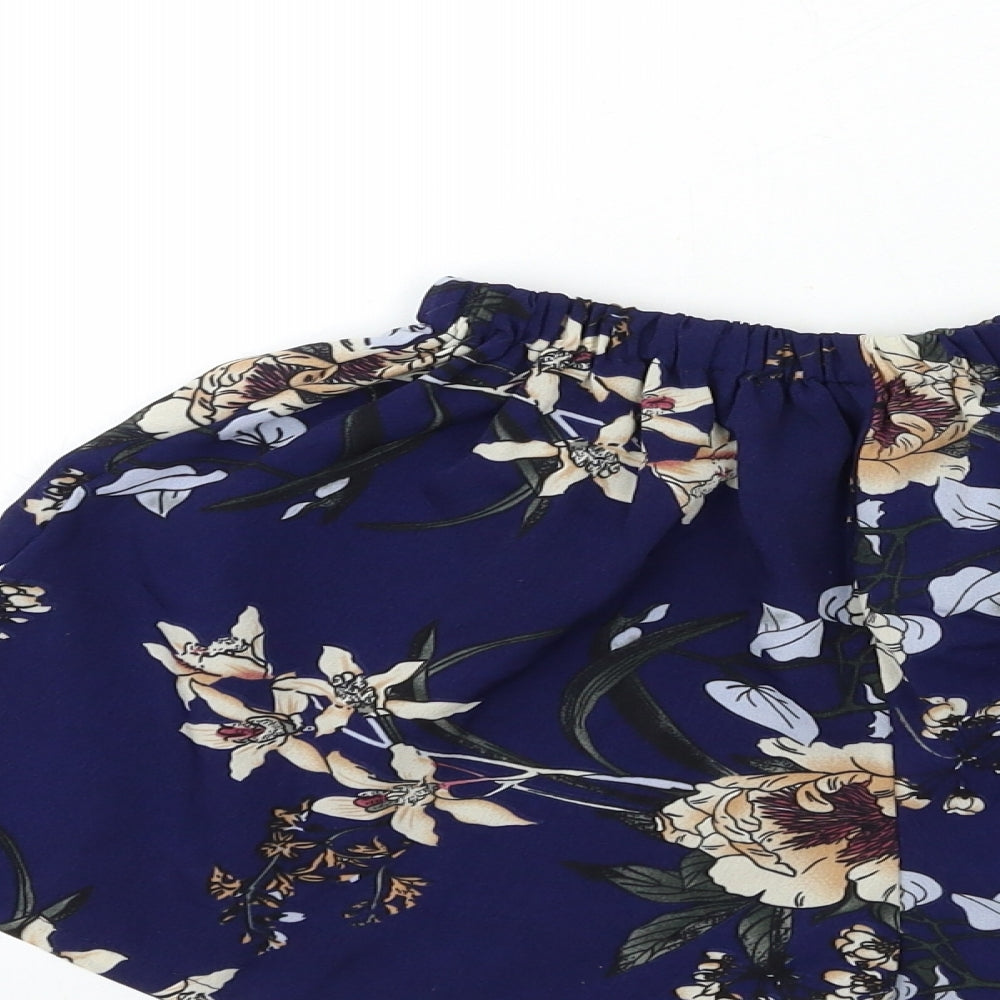 Preworn Womens Blue Floral  Sailor Shorts Size 24 in