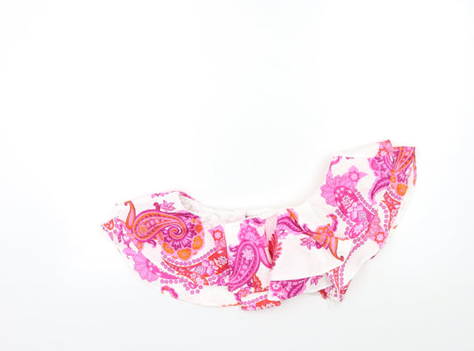 SheIn Womens Pink Floral  Cropped Blouse Size S