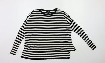 H&M Womens Black Striped Knit Pullover Jumper Size XS