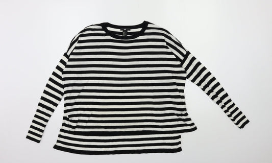 H&M Womens Black Striped Knit Pullover Jumper Size XS