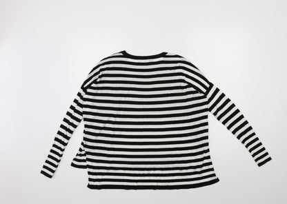 H&M Womens Black Striped Knit Pullover Jumper Size XS
