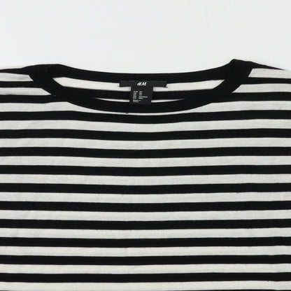 H&M Womens Black Striped Knit Pullover Jumper Size XS