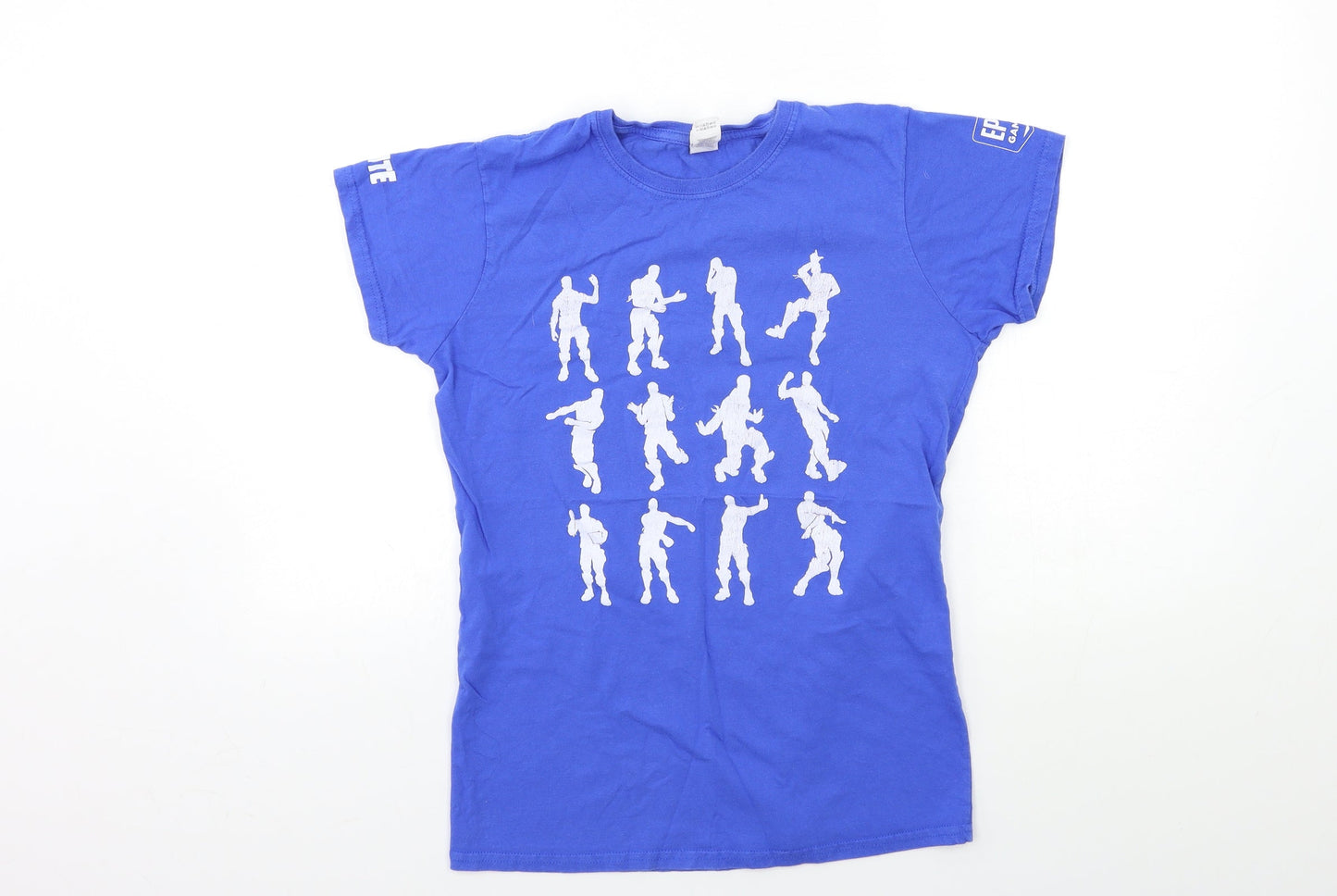 Womens UK Size L Gildan Blue Basic T-Shirt