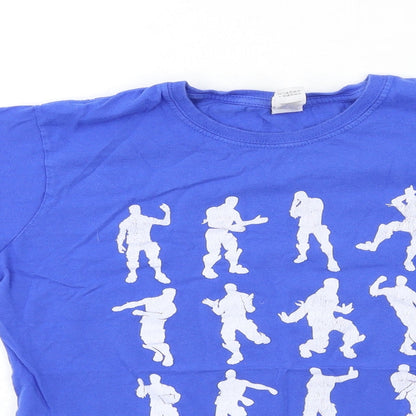 Womens UK Size L Gildan Blue Basic T-Shirt