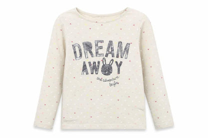 H&M Girls Beige Polka Dot  Basic T-Shirt Size 5-6 Years