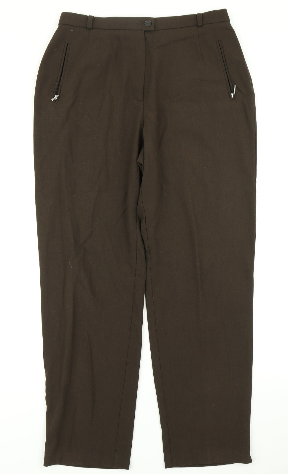 Womens UK Size 14 Marks & Spencer Regular Fit Dress Pants Brown Trousers