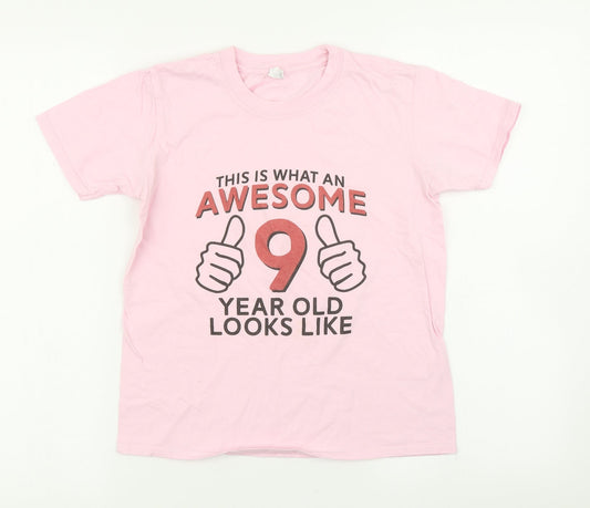 Gildan Girls Pink   Basic T-Shirt Size 9-10 Years