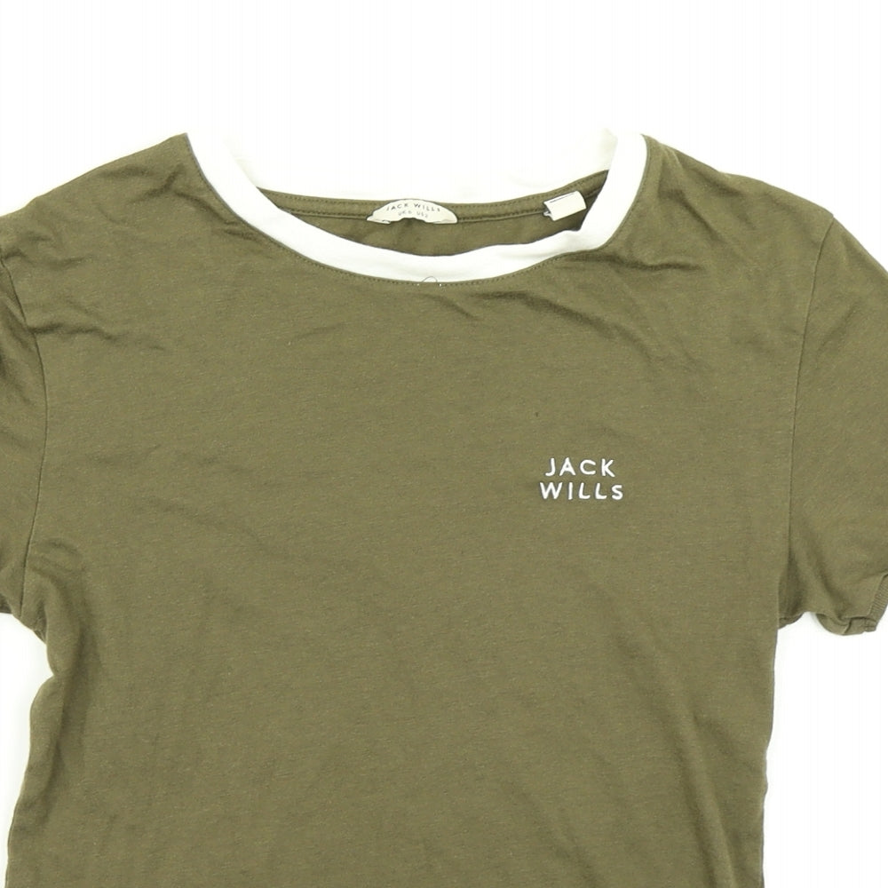 Womens UK Size 6 Jack Wills Green Basic T-Shirt