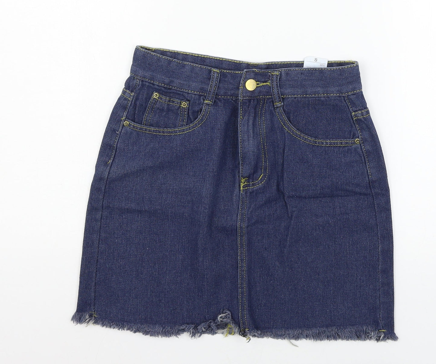 Womens UK Size S Preworn Mini Denim Skirt