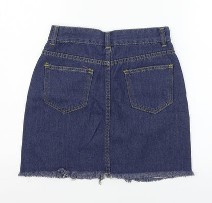 Womens UK Size S Preworn Mini Denim Skirt