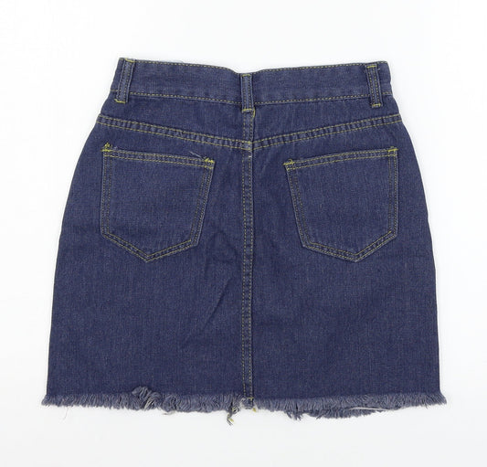 Womens UK Size S Preworn Mini Denim Skirt