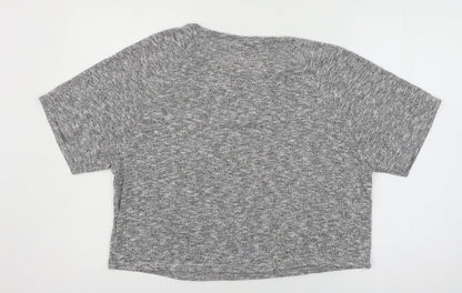 Womens UK Size 10 New Look Grey Basic T-Shirt