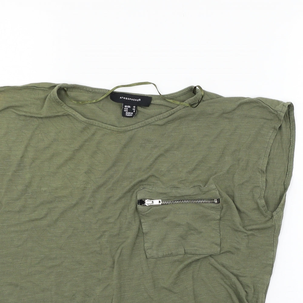 Womens UK Size 12 Atmosphere Green Basic T-Shirt