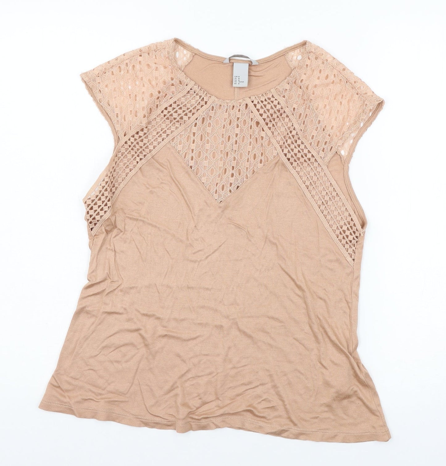 Womens UK Size M H&M Pink Basic T-Shirt