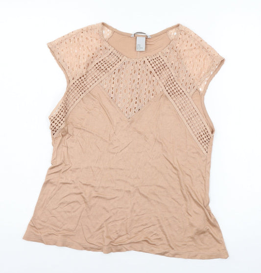 Womens UK Size M H&M Pink Basic T-Shirt