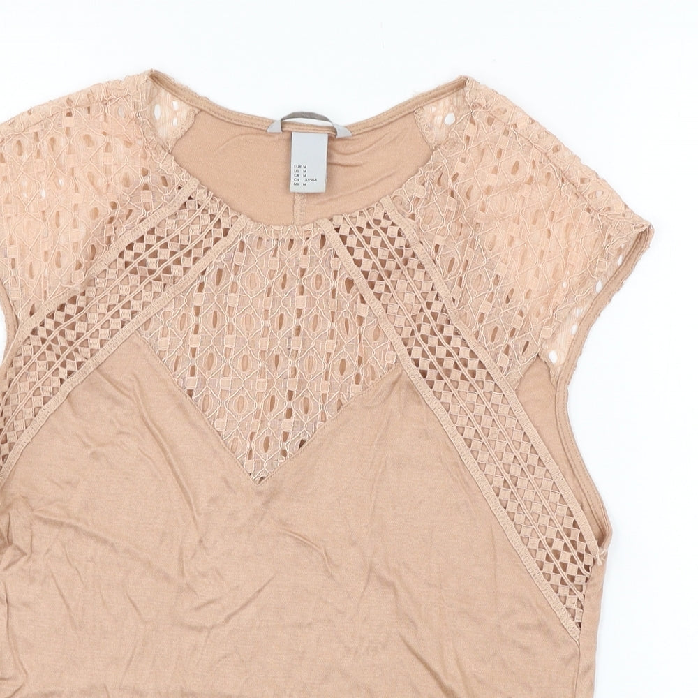 Womens UK Size M H&M Pink Basic T-Shirt