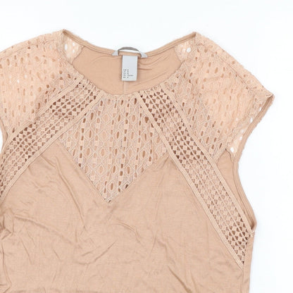 Womens UK Size M H&M Pink Basic T-Shirt