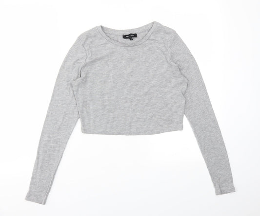 Womens UK Size 10 New Look Grey Basic T-Shirt